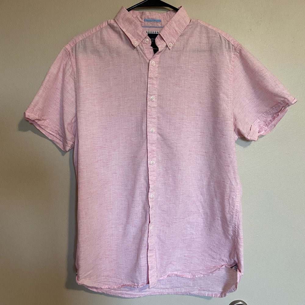Denim and Flower pink button up tshirt